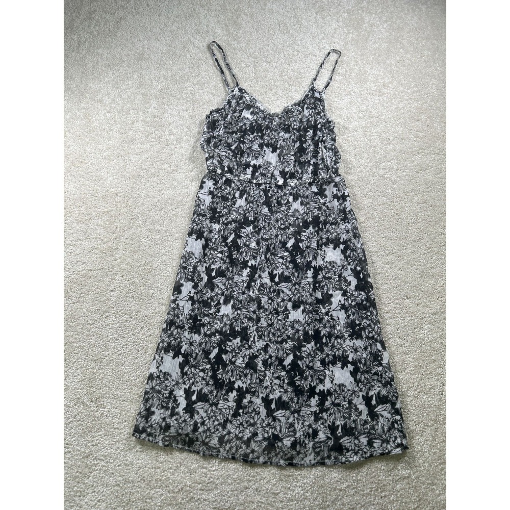Floral Sleeveless A-Line Dress With Adjustable Straps Sheer Sexy